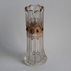 Vase cristal Bohème cabochons verre XIXe siècle