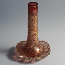 Ancien vase soliflore cristal taillé doré Bohème