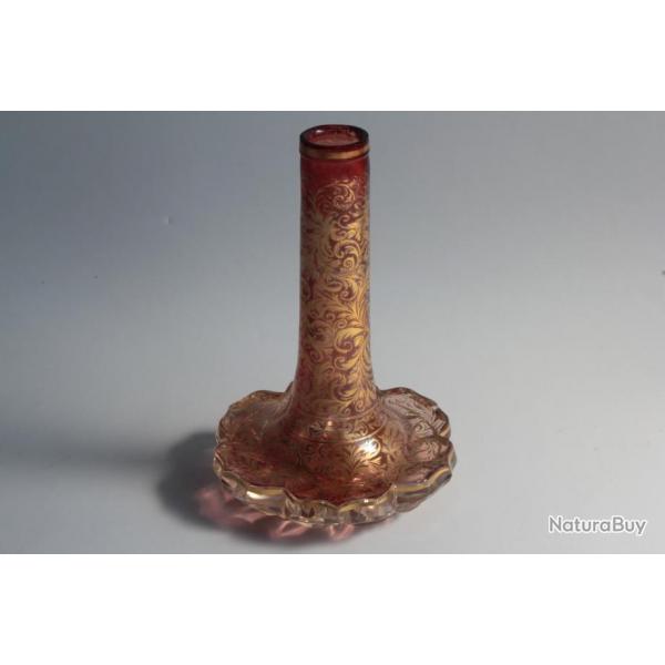 Ancien vase soliflore cristal taill dor Bohme