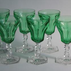 VAL SAINT LAMBERT 6 Verres cristal vert ouraline Lalaing