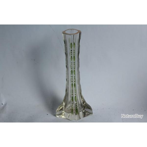Vase cristal taill maill vert