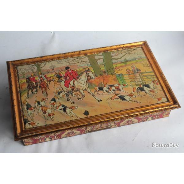 Bote  biscuit tle lithographie Huntley Palmers Chasse Cecil Aldin