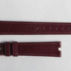 Bracelet montre Universal Genève cuir bordeaux 17 mm vintage