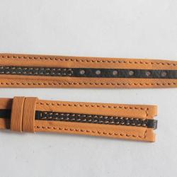 Bracelet montre Universal Genève cuir marron et noir 16 mm vintage