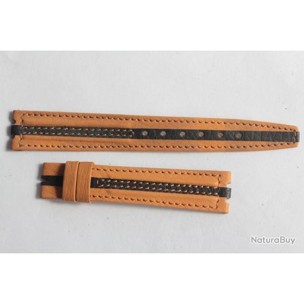 Bracelet montre Universal Genve cuir marron et noir 16 mm vintage