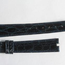 Bracelet montre Universal Genève croco bleu marine 17 mm vintage
