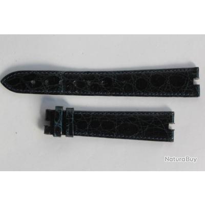 Bracelet De Montre Universal Genève Crocodile Bleu Marine 17mm - Vintage