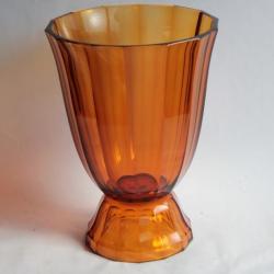 Grand vase verre ambre MOSER Karlsbad Josef HOFFMANN
