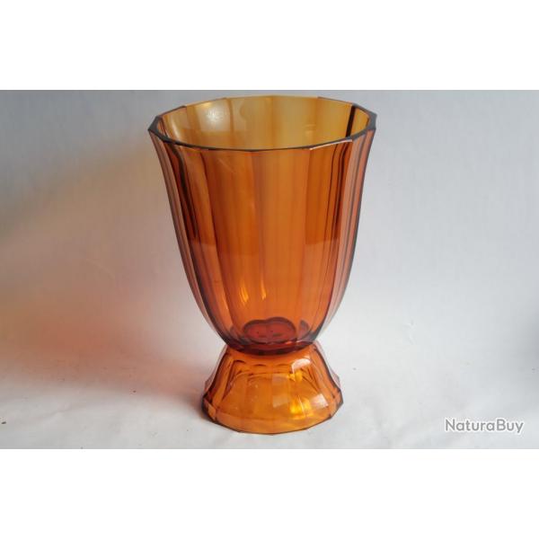 Grand vase verre ambre MOSER Karlsbad Josef HOFFMANN