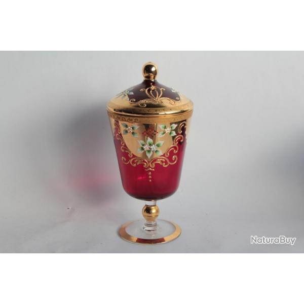 Drageoir verre rouge maill Venise Italie