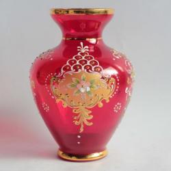 Vase verre rouge émaillé Venise Italie