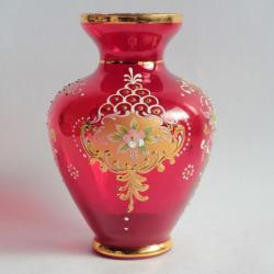 Vase verre rouge émaillé Venise Italie Red venitian glass