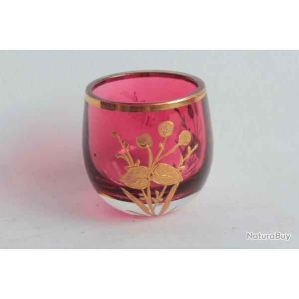Ancien verre  liqueur cristal rubis maill or