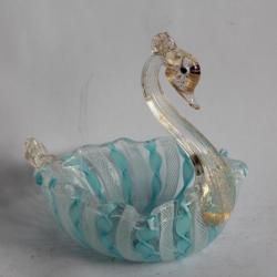 Vide poche Cygne verre Latticino Murano Italie Swan venetian glass