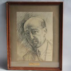 Dessin original Portrait Gabriele D'ANNUNZIO Albert Besnard Rome 1915