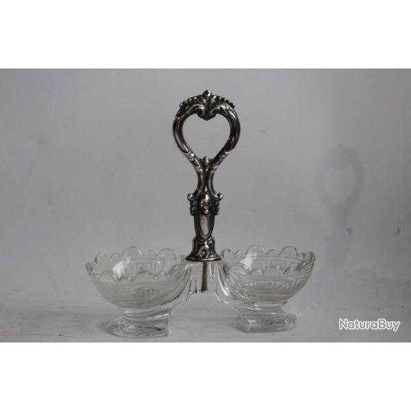Saleron argent et cristal XIXe sicle