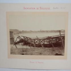Ancienne photographie Inondation de Toulouse Pont St Pierre Provost 1875