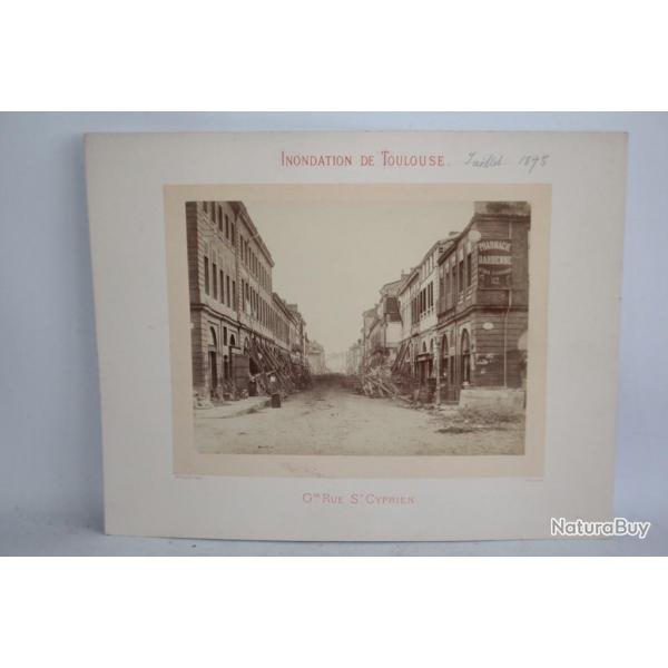 Ancienne photographie Inondation de Toulouse St Cyprien Provost 1875
