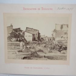 Ancienne photographie Inondation de Toulouse St Cyprien Provost 1875