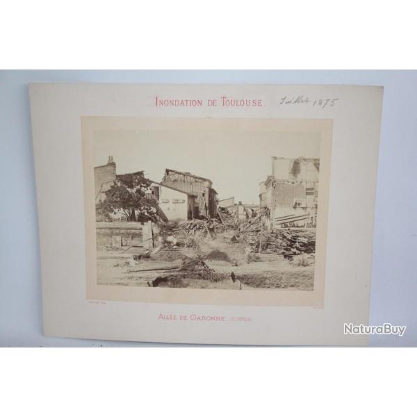 Ancienne photographie Inondation de Toulouse St Cyprien Provost 1875