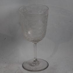 Ancien verre cristal gravé Fleurs alpines Forêt Noire Art Populaire