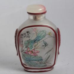 Flacon tabatière verre peint Chine