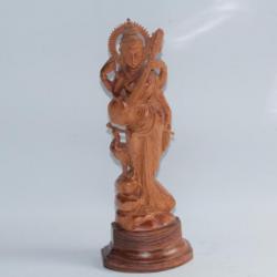 Sculpture bois sculpté Sarasvati Déesse Inde