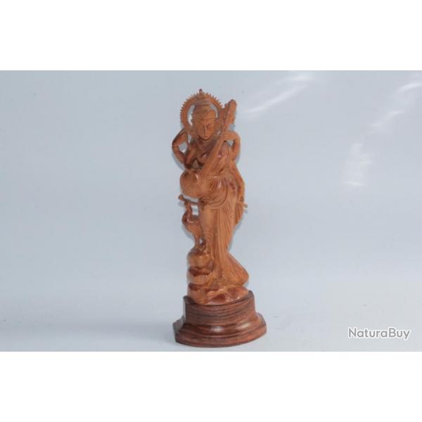 Sculpture bois sculpt Sarasvati Desse Inde