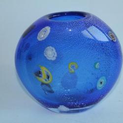 Vase verre Murano bleu argent Murine