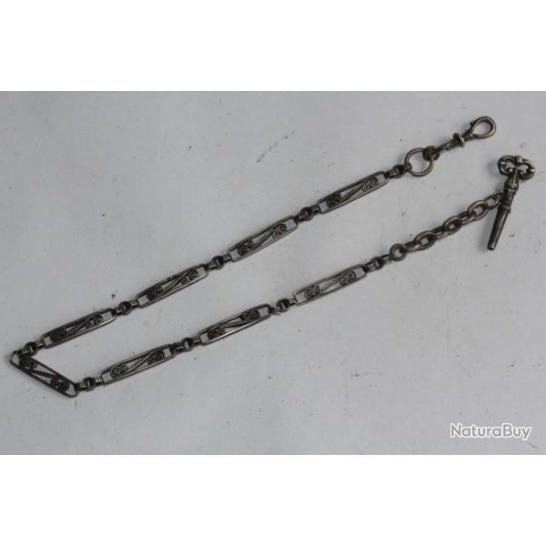 Chane de montre gousset argent