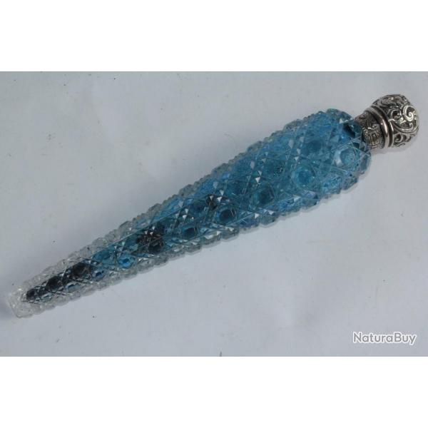 Flacon  sel cristal taill et argent