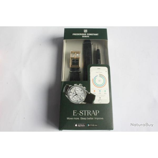 FREDERIQUE CONSTANT Bracelet connect e-Strap cuir noir 22 mm