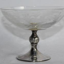 Coupe à champagne argent et cristal taillé