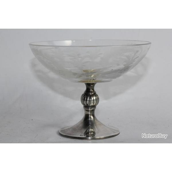 Coupe  champagne argent et cristal taill