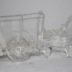 Cendrier cristal moulé Attelage Cheval.