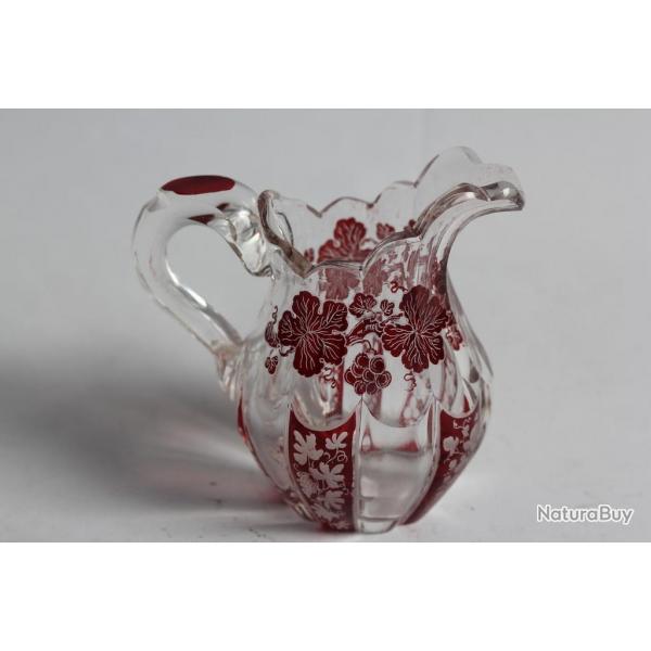 Pichet miniature cristal maill Vignes XIXe sicle