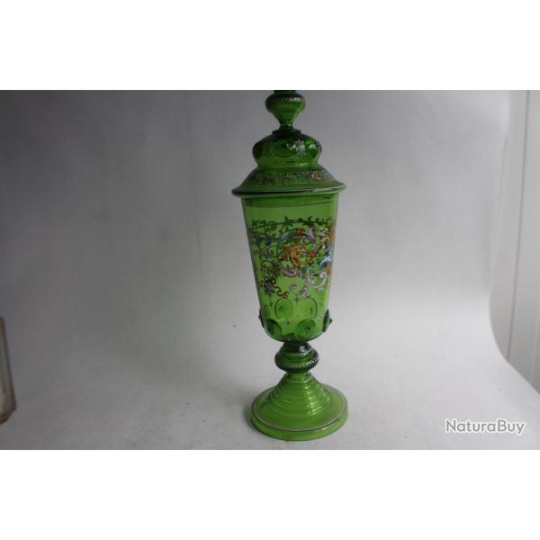 Vase couvert cristal vert maill