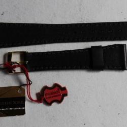 MIREXAL Bracelet pour montre cuir noir 18 mm