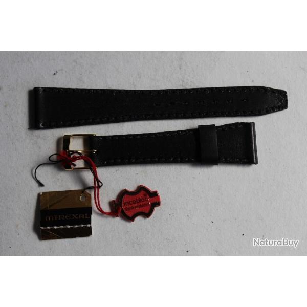 MIREXAL Bracelet pour montre cuir noir 18 mm