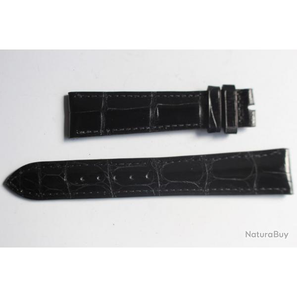 PATEK PHILIPPE Bracelet pour montre cuir noir brillant 19 mm