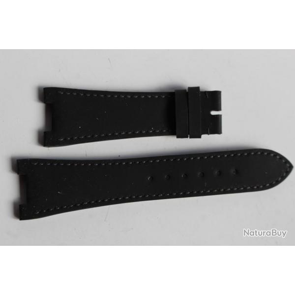 PATEK PHILIPPE Bracelet montre cuir noir mat 25 mm