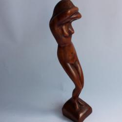 E.DARBOUZE sculpture bois " Femme nue " Art populaire Haïti