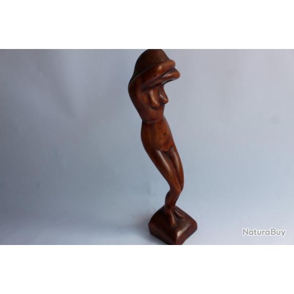 E.DARBOUZE sculpture bois " Femme nue " Art populaire Hati