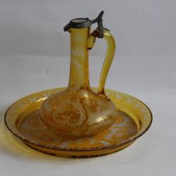 Carafe + plateau cristal gravé Allemagne Art de la table
