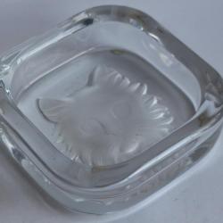 SEVRES FRANCE Cendrier cristal tête de chat
