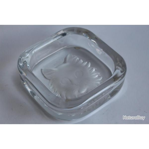 SEVRES FRANCE Cendrier cristal tte de chat
