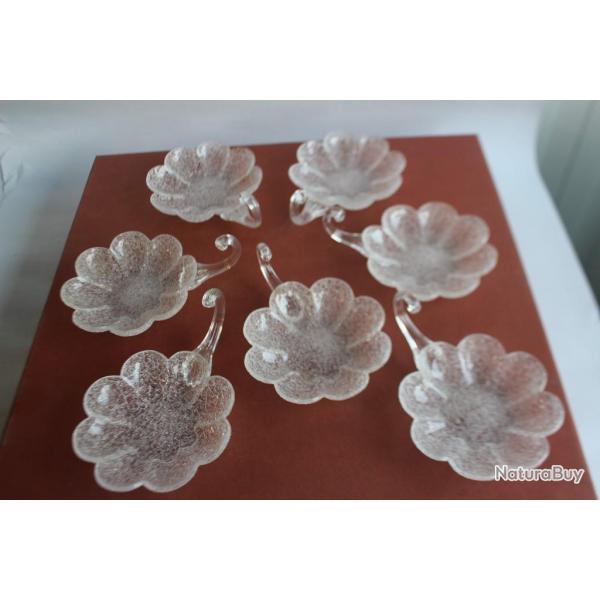 Anciennes coupelles  glace en cristal givr (x 7) Art de la table