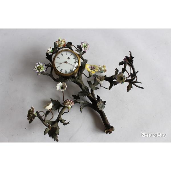 Pendulette bronze et porcelaine XVIIIe sicle Frres Esquivillon & De Choudens