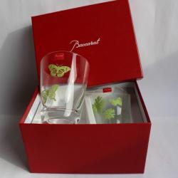 Paire de verres Gobelets BACCARAT Poetic Garden vert