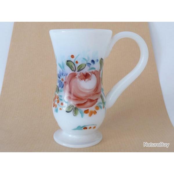 Verre cristal opalin peint XIXe sicle Antiquits Art de la table